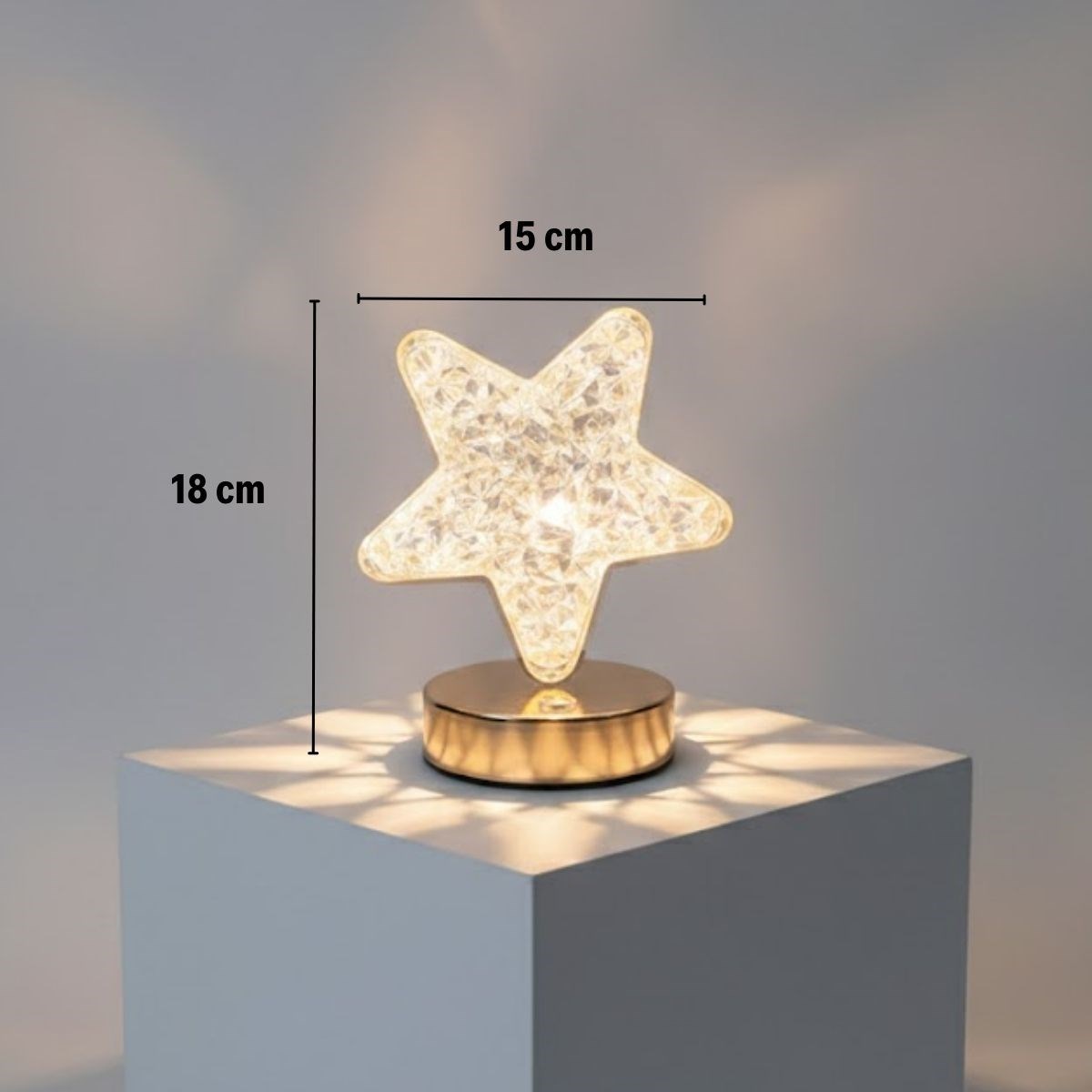 Yıldız Model Kristal LED Masa Lambası – Dokunmatik, 3 Renk Işık Modlu, Şarjlı Mini Dekoratif Gece Lambası — Veyo — görsel 5