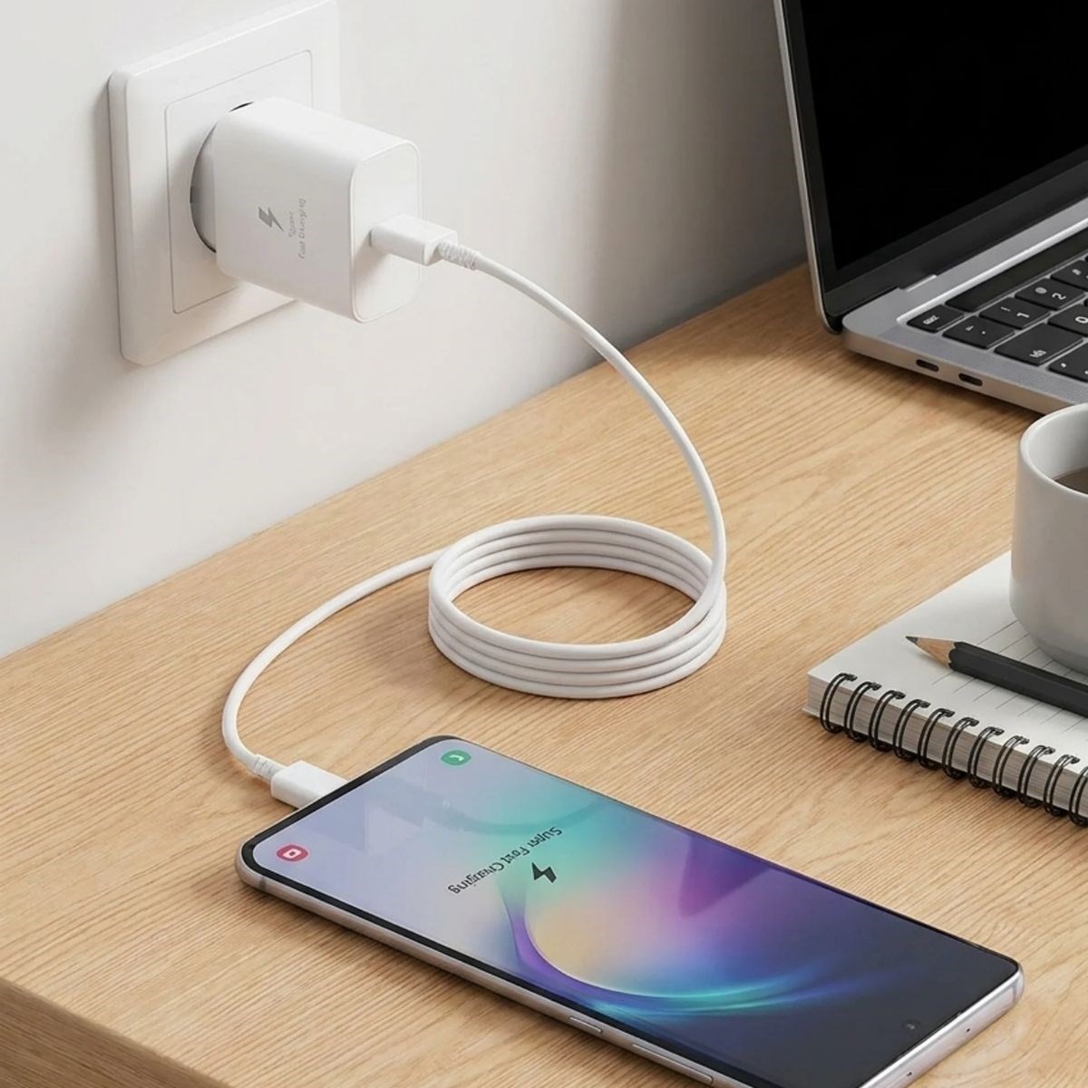 45W Süper Hızlı Şarj Adaptörü USB-C PD 3.0 PPS Fast Charger + 5A Type-C to Type-C Kablo — Veyo — görsel 5
