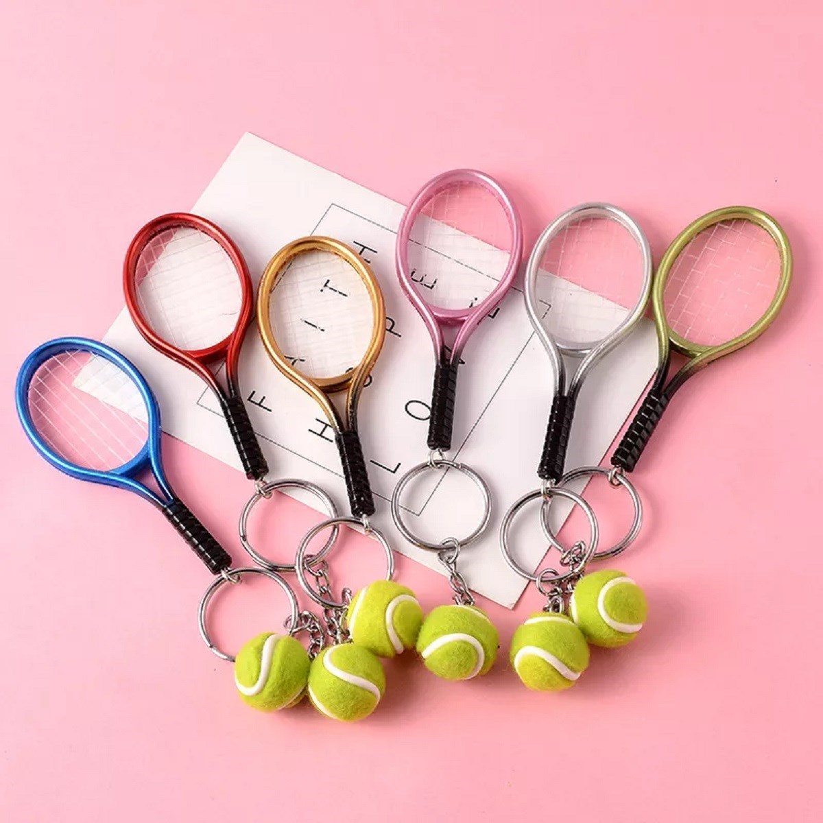 Gerçekçi Tenis Raketi Tasarımlı Şık Anahtarlık Kolye Çanta Süsü Tennis Keychain — Veyo — görsel 3