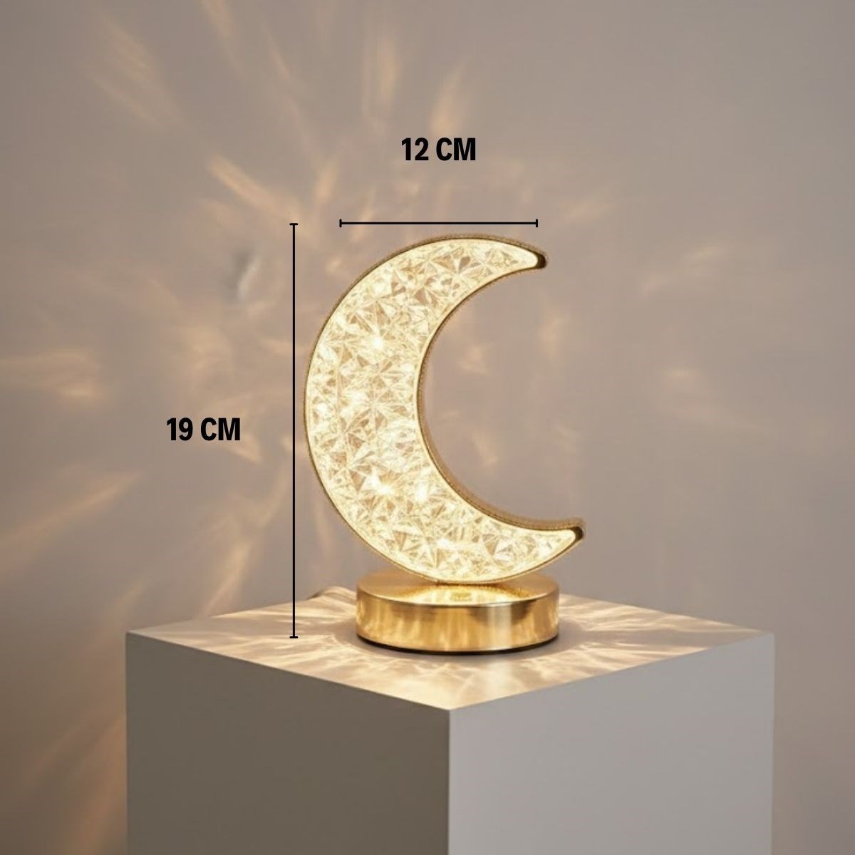 Hilal AY Model Kristal LED Masa Lambası – Dokunmatik, 3 Renk Işık Modlu, Şarjlı Mini Dekoratif Gece Lambası — Veyo — görsel 5