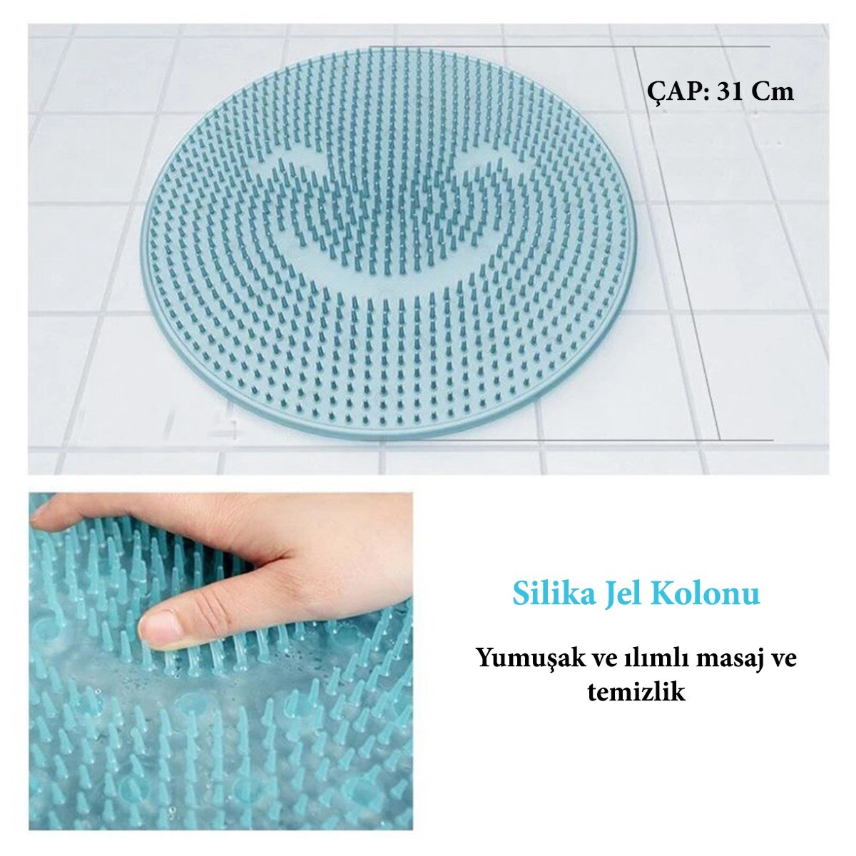 Silikon Fırçalı Banyo Masaj Matı ve Ayaklar için Topuk Masaj Paspası — Veyo — görsel 7