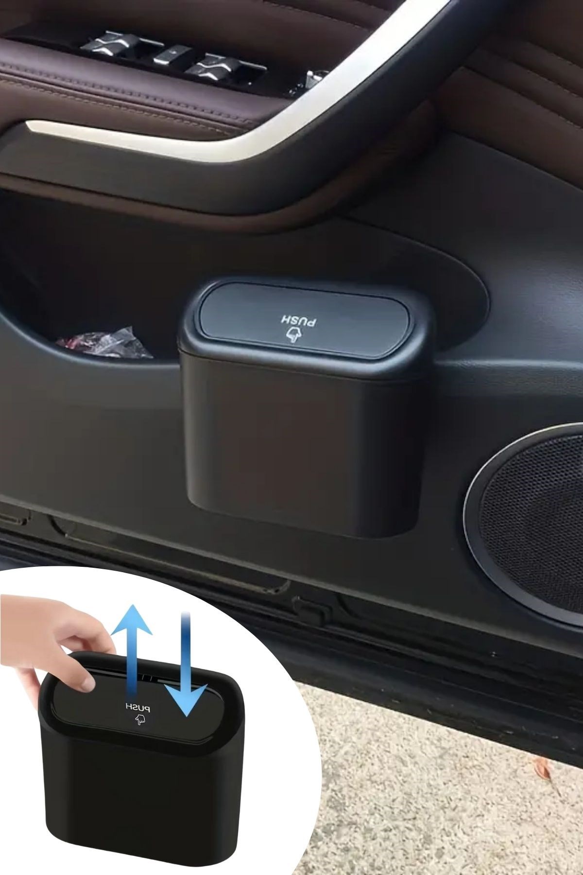 Araç İçi Takılarak Sabitlenebilen Mini Kapaklı Çöp Kovası — Veyo — görsel 6