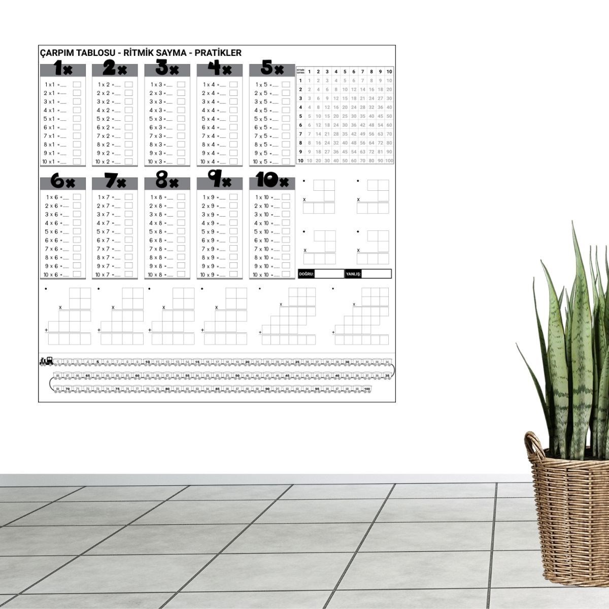 Çarpım Tablosu Ezberleme Manyetik Duvar Stickerı 105 x 100 cm — Veyo — görsel 5