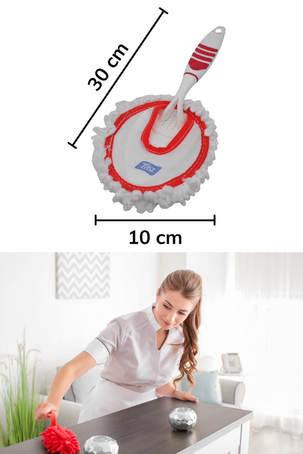 Mikrofiber Duster Toz Leke Kir Alıcı Temizleyici Tutacaklı Temizlik Bezi Aparatı Malzemesi — Veyo — görsel 8