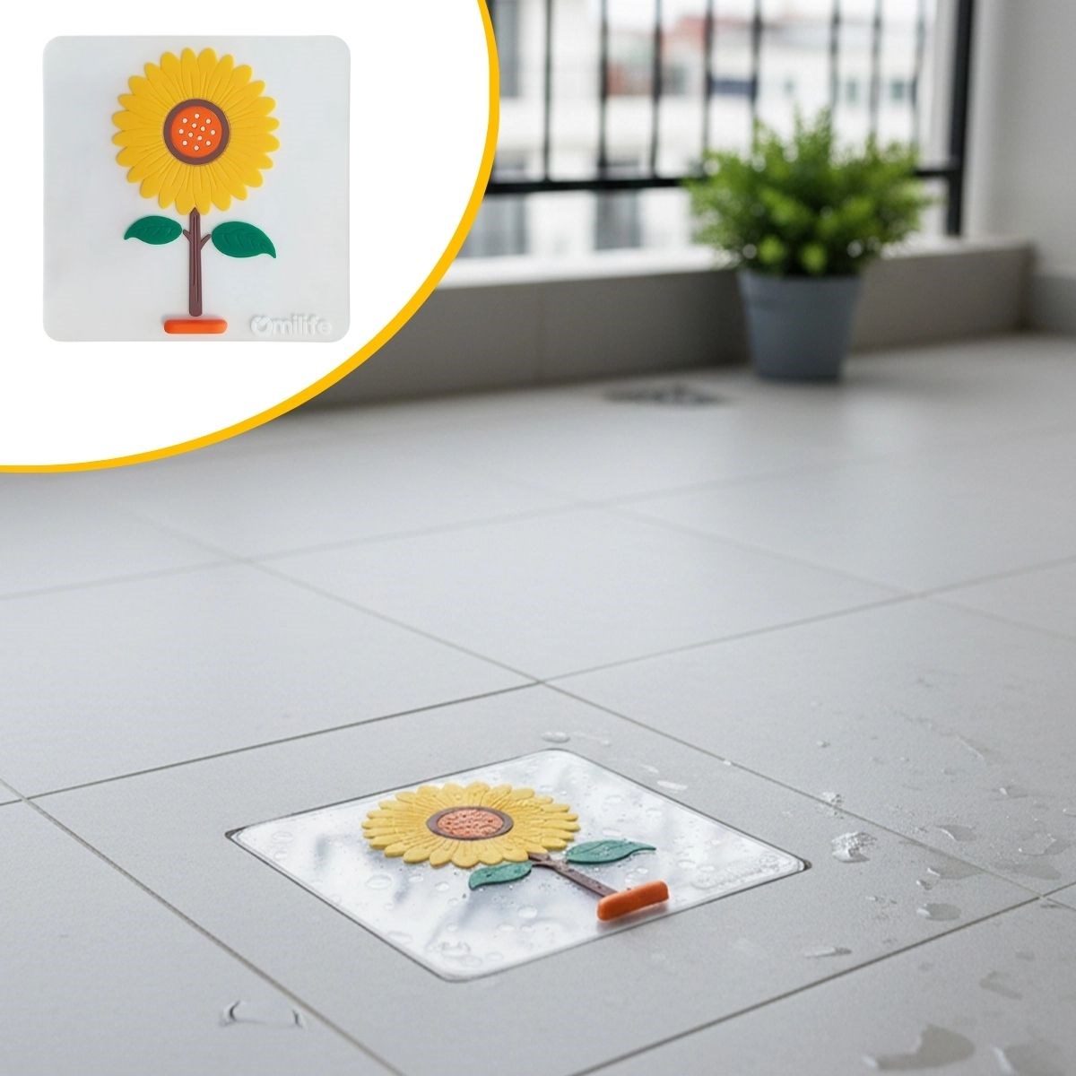 Ayçiçeği Desenli Silikon Lavabo Gider Matı Koku Önleyici Kaymaz Kare Mutfak Banyo Kullanımı
