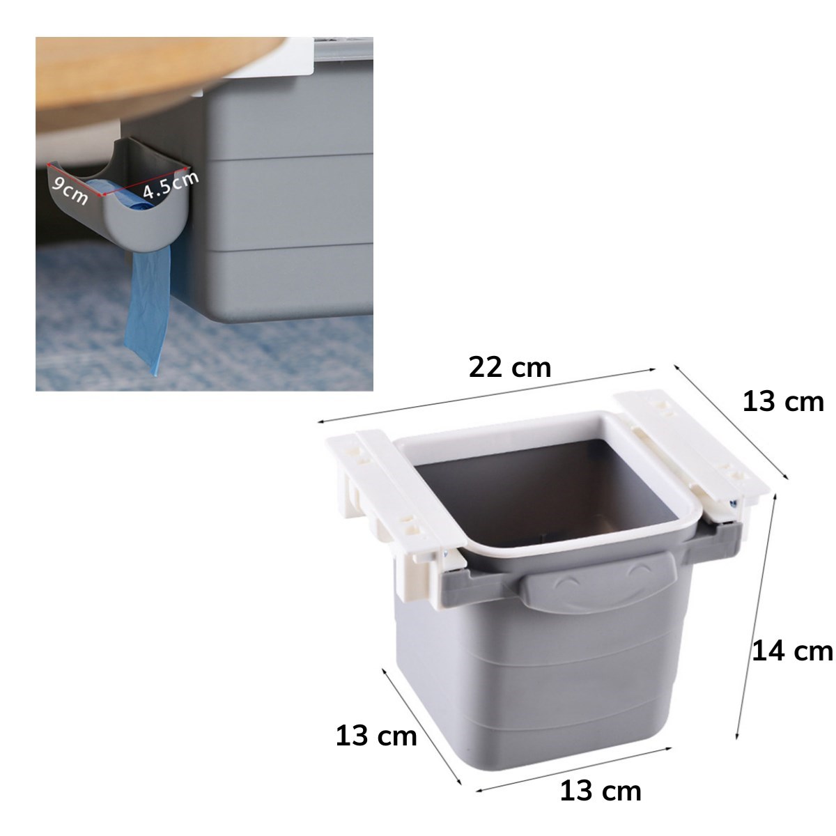 Mini Masa Çöp Kovası Plastik Tezgah Altı Geri Çekilebilir Yapışkanlı Görünmez Bölme Pratik — Veyo — görsel 2