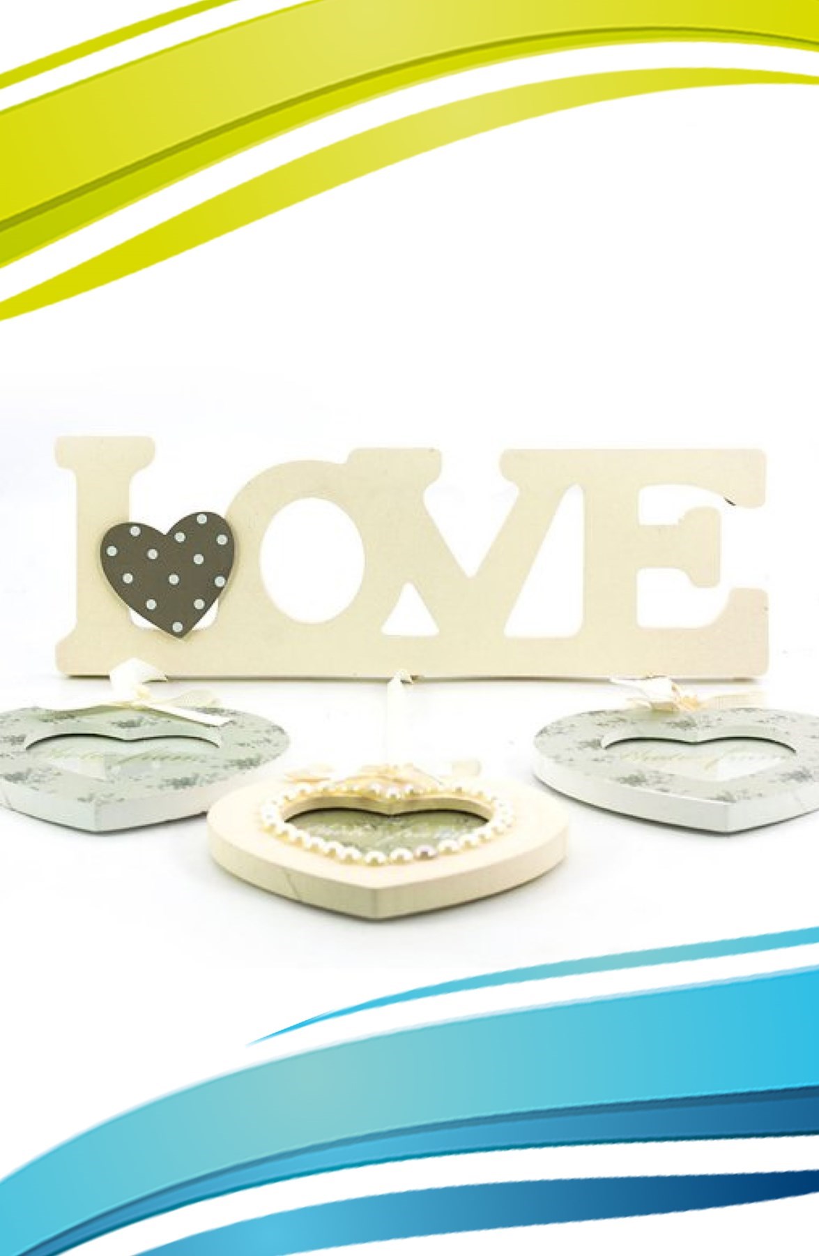 Decotown Love Yazılı Çerçeve 3lü Kalpli Ahşap Fotoğraf Çerçevesi — Veyo — görsel 2