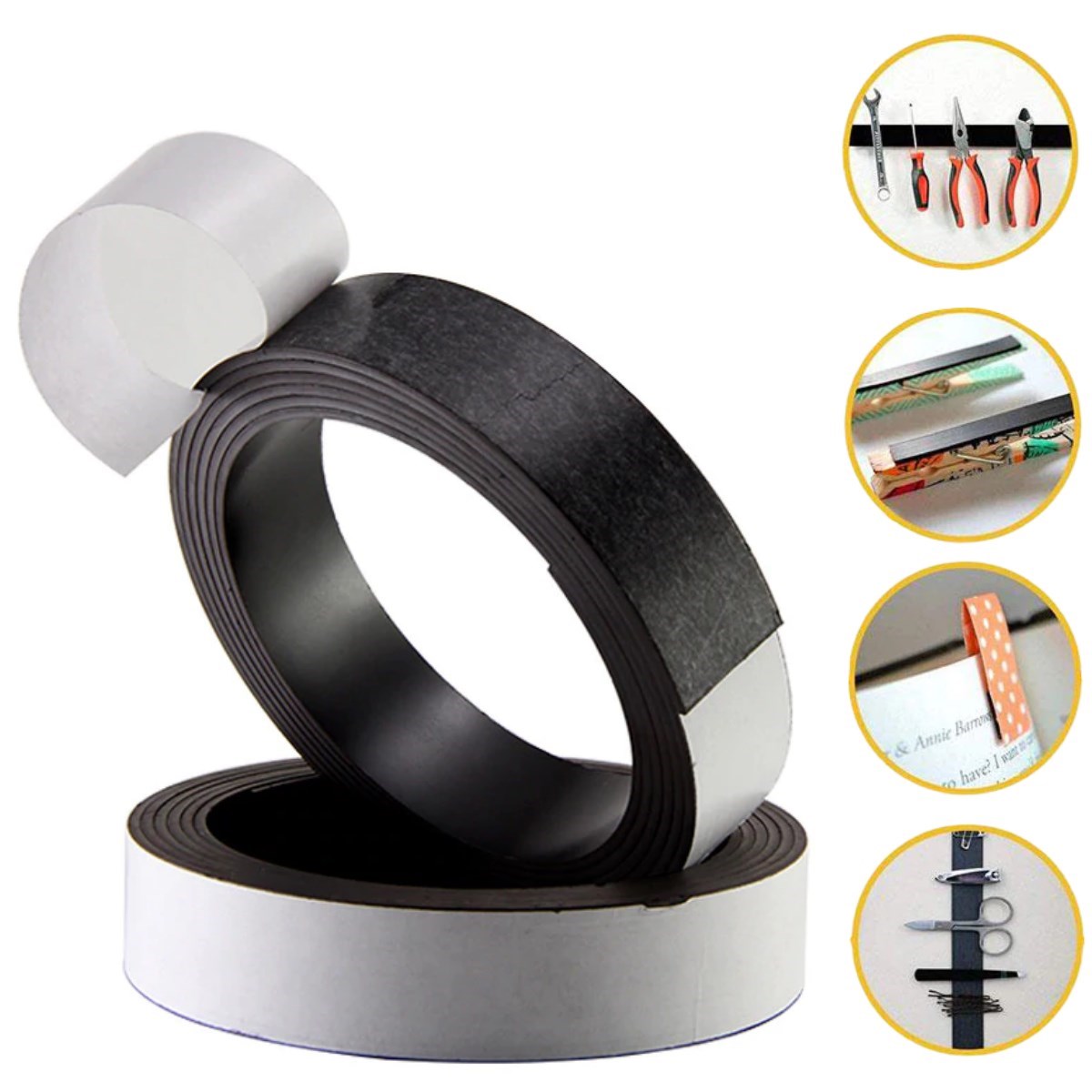 Yapışkanlı Şerit Mıknatıs Magnet Kes Kullan Güçlü Sağlam Rulo Çıkarılması Kolay Siyah 2cm x 1 mt — Veyo — görsel 6