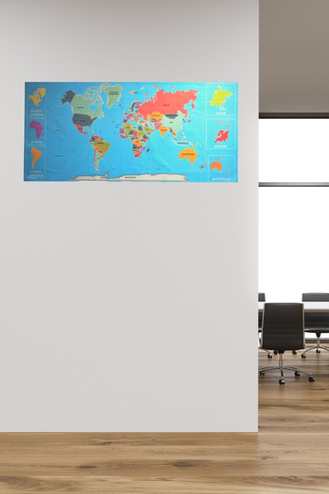 Renkli Atlas Dünya Haritası Manyetik Yapıştırıcı Gerektirmeyen Duvar Stickerı 118 CM * 56 CM — Veyo — görsel 8