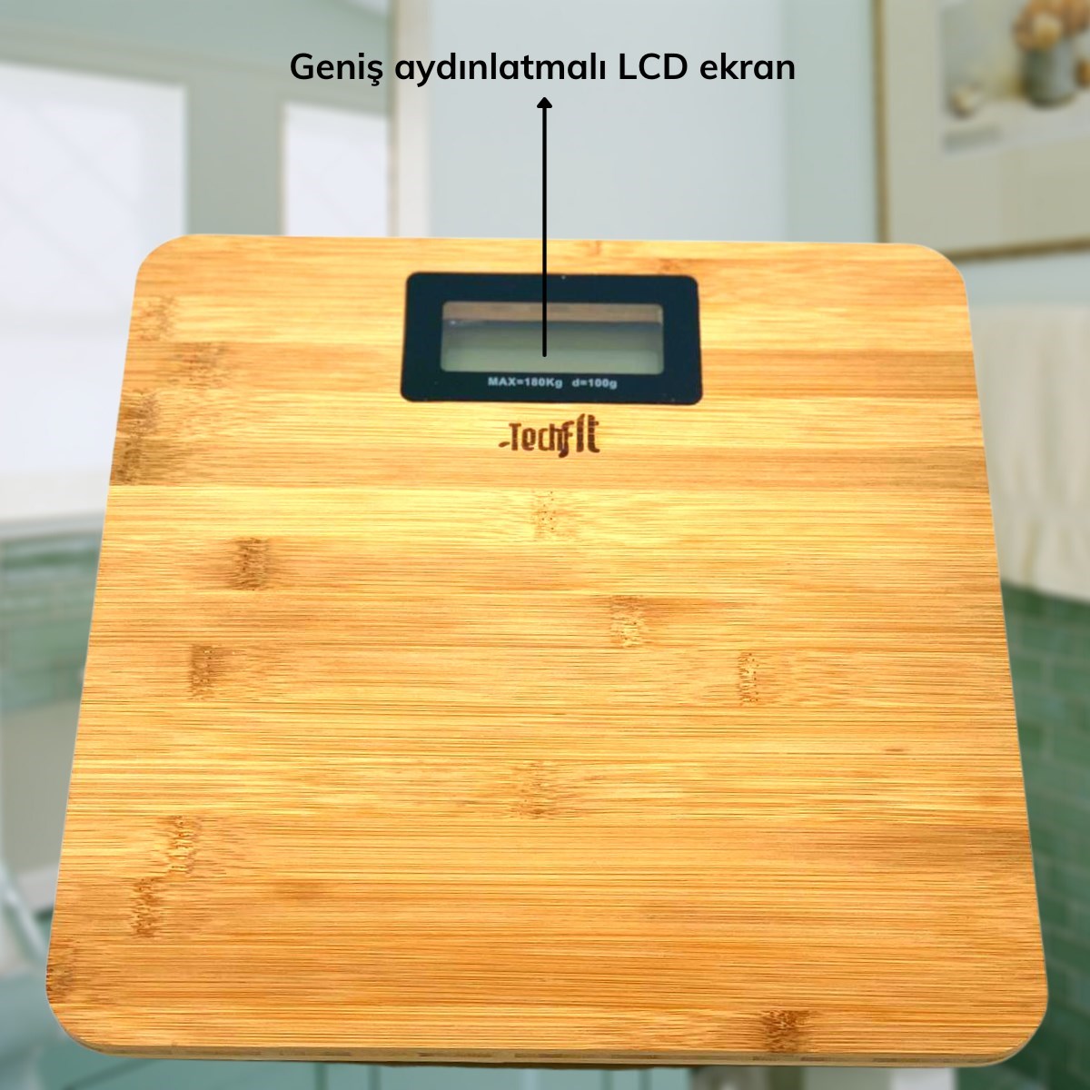 Techfit Bambu Banyo Baskülü Yüksek Hassasiyetli Darbelere Dijital Dayanıklı Terazi Tf 1065 M — Veyo — görsel 2
