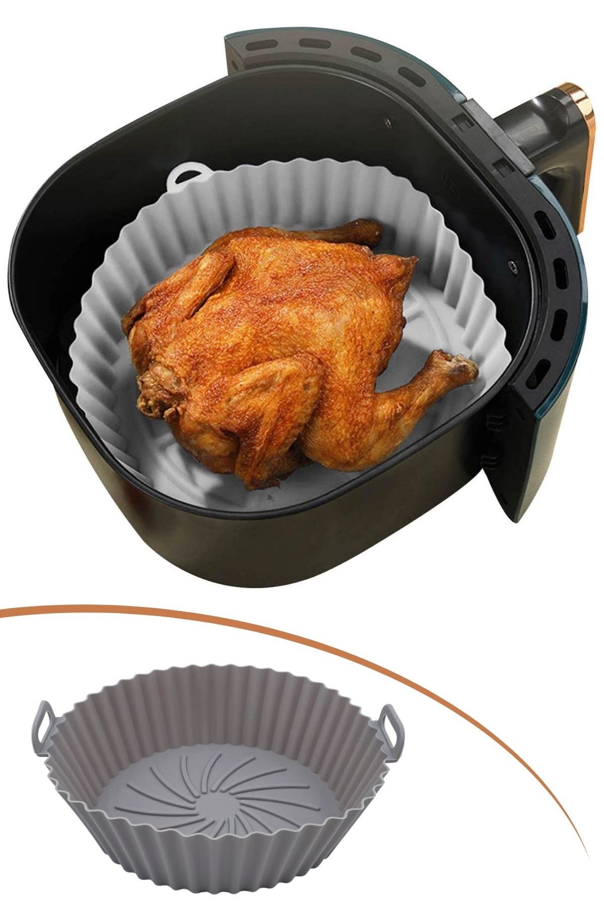 Renkli Isıya Dayanıklı Yıkanılabilir Silikon Fırın Ve Airfryer Yuvarlak Model Pişirme Matı 20 Cm — Veyo — görsel 4