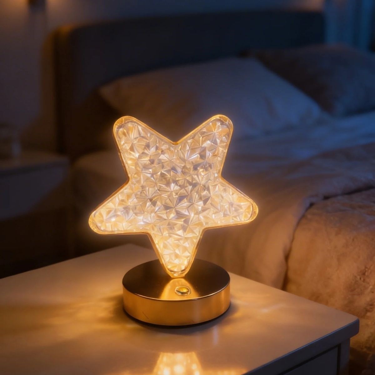 Yıldız Model Kristal LED Masa Lambası – Dokunmatik, 3 Renk Işık Modlu, Şarjlı Mini Dekoratif Gece Lambası — Veyo — görsel 3