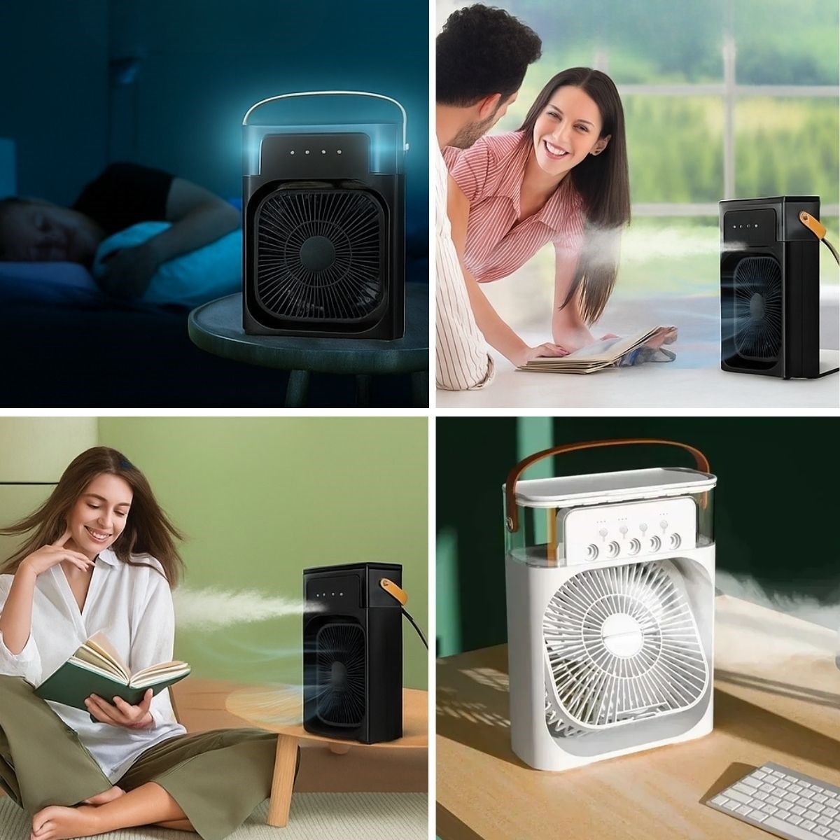 Taşınabilir 3 Farklı Mod Ayarlı 7 Farklı Led Işıklı Sulu Soğutmalı Taşınabilir Masaüstü USB Fan Vantilatör — Veyo — görsel 2