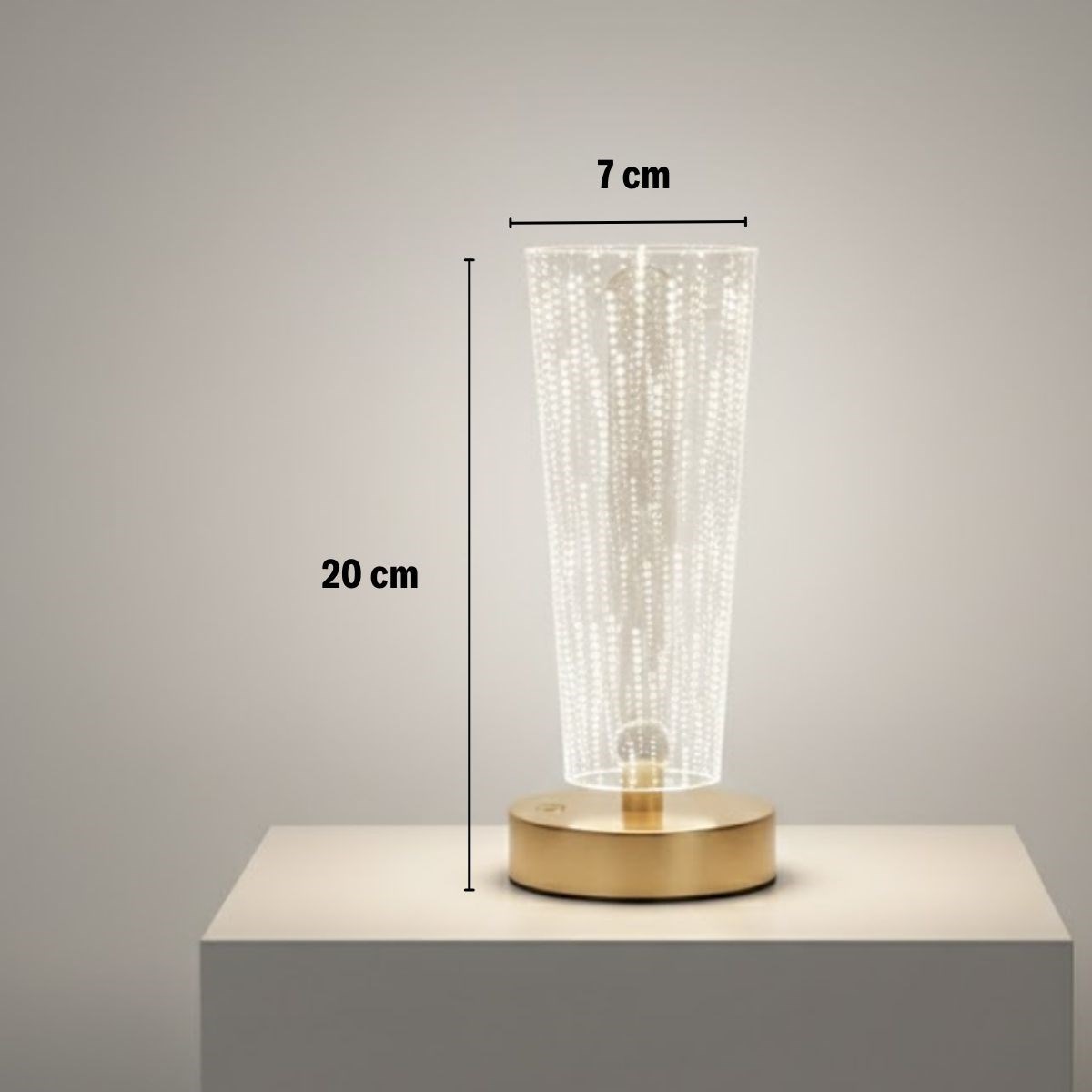 Silindirik Kristal Nokta Model LED Masa Lambası – Gold Tabanlı, Dokunmatik, 3 Renk Işık Modlu, Şarjlı Modern Dekoratif Gece Lambası — Veyo — görsel 5