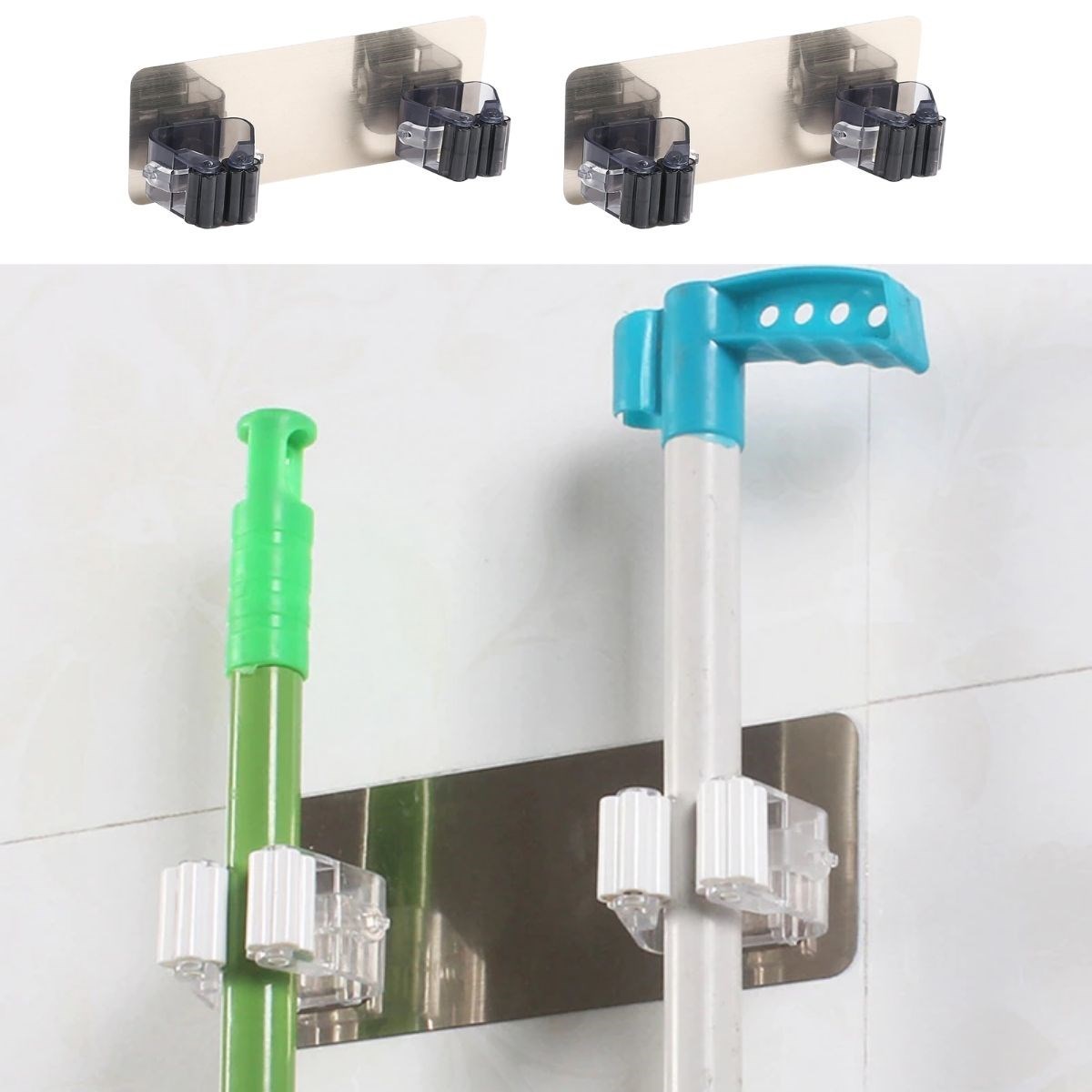Pratik Organizer 4lü Yapışkanlı Fırça Paspas Mop Fırça Sabitleyici Ergonomik Alet Aparatı — Veyo — görsel 4