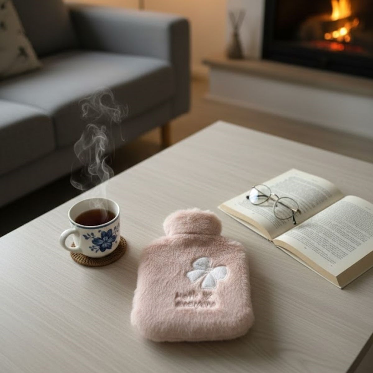 Hello Everyone Yazılı Kurdeleli Pembe Peluş Sıcak Su Torbası 1 Lt – Yumuşak Kılıf, Uzun Süre Sıcak Tutan Termal Su Torbası — Veyo — görsel 5