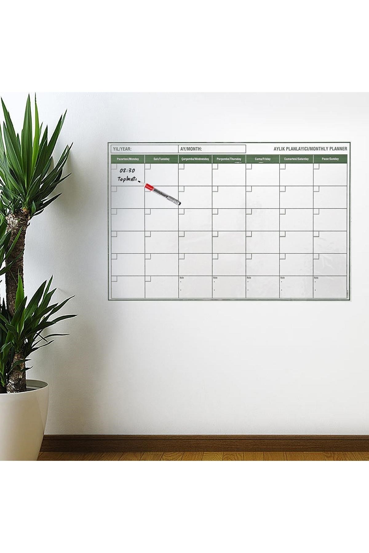 Manyetik Yapışkanlı Bir Aylık Program Planlayıcı Takvim 85x56 cm — Veyo — görsel 3