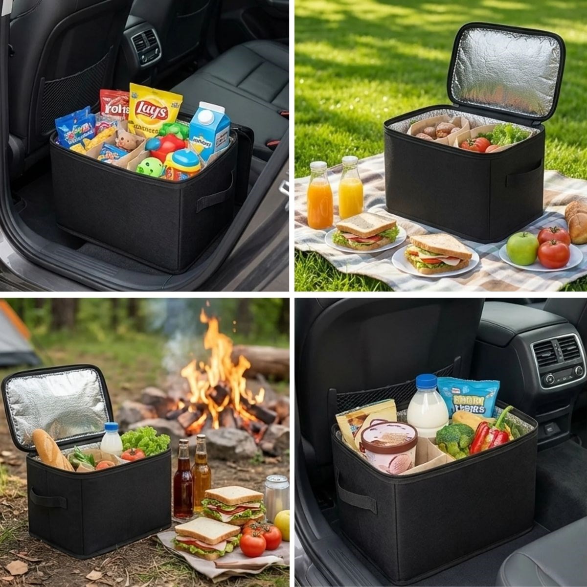 Isı Koruyucu Termal Taşıma Çantası 32 Litre – Araç Bagaj Organizeri, Termos, Katlanabilir Keçe Saklama Çantası 37x27x25 cm — Veyo — görsel 2