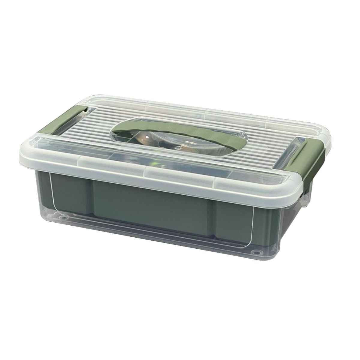 Saklama Kutusu 6 Bölmeli 3 Litre Plastik Kapaklı Kulplu Organizer Şeffaf Kapak Dayanıklı