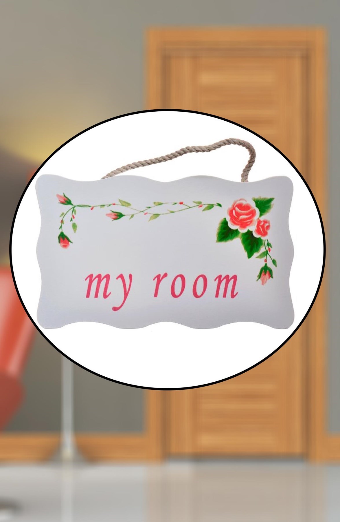 Decotown My Room Benim Odam Dekoratif Çiçek Desenli Kapı Askısı — Veyo — görsel 2