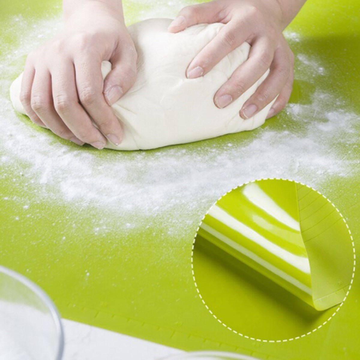 40*50 cm Silikon Ölçekli Kullanımı Kolay Hamur Açma Matı Ekmek Mantı Makarna Hamuru Yoğurma — Veyo — görsel 3