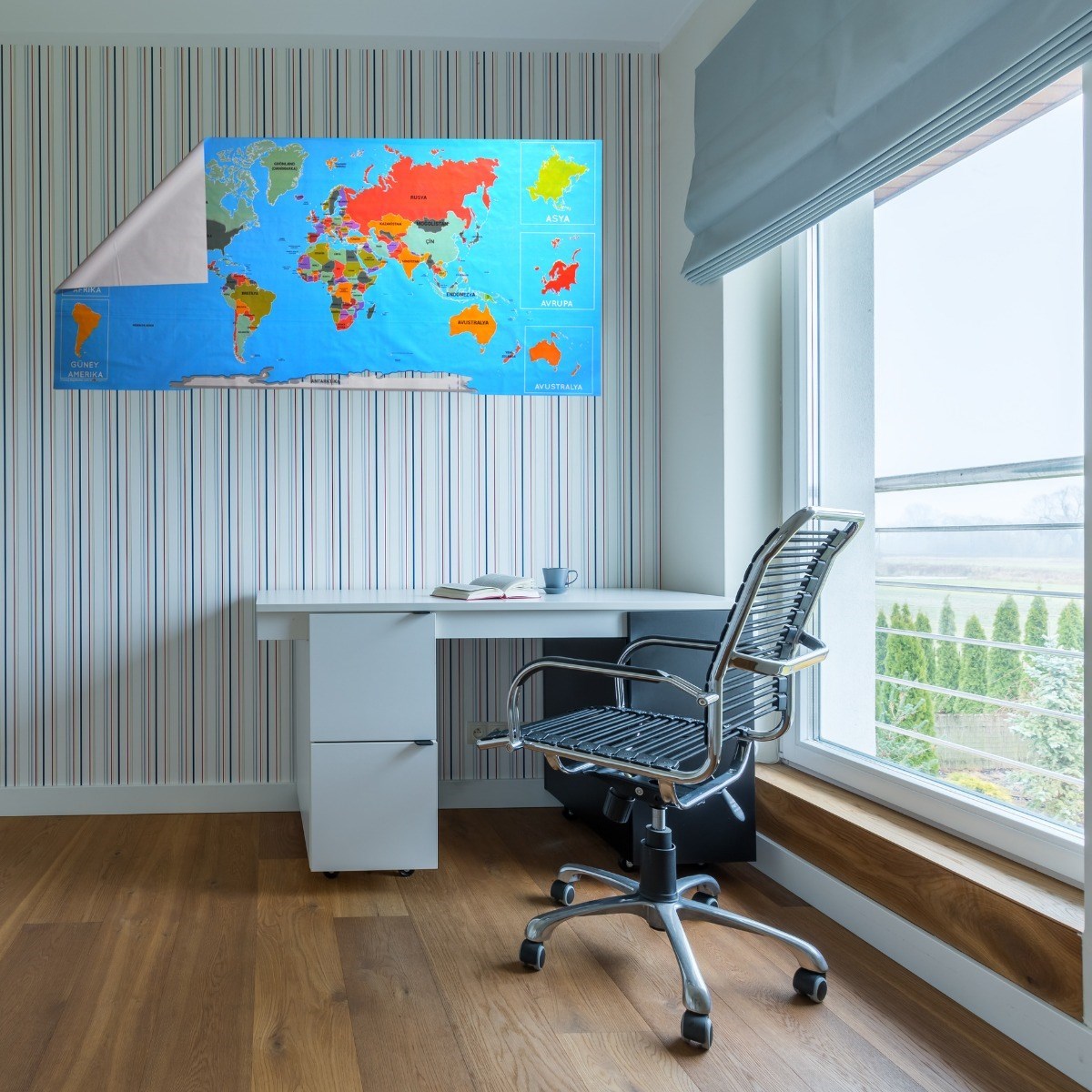 Renkli Atlas Dünya Haritası Manyetik Yapıştırıcı Gerektirmeyen Duvar Stickerı 118 CM * 56 CM — Veyo — görsel 5