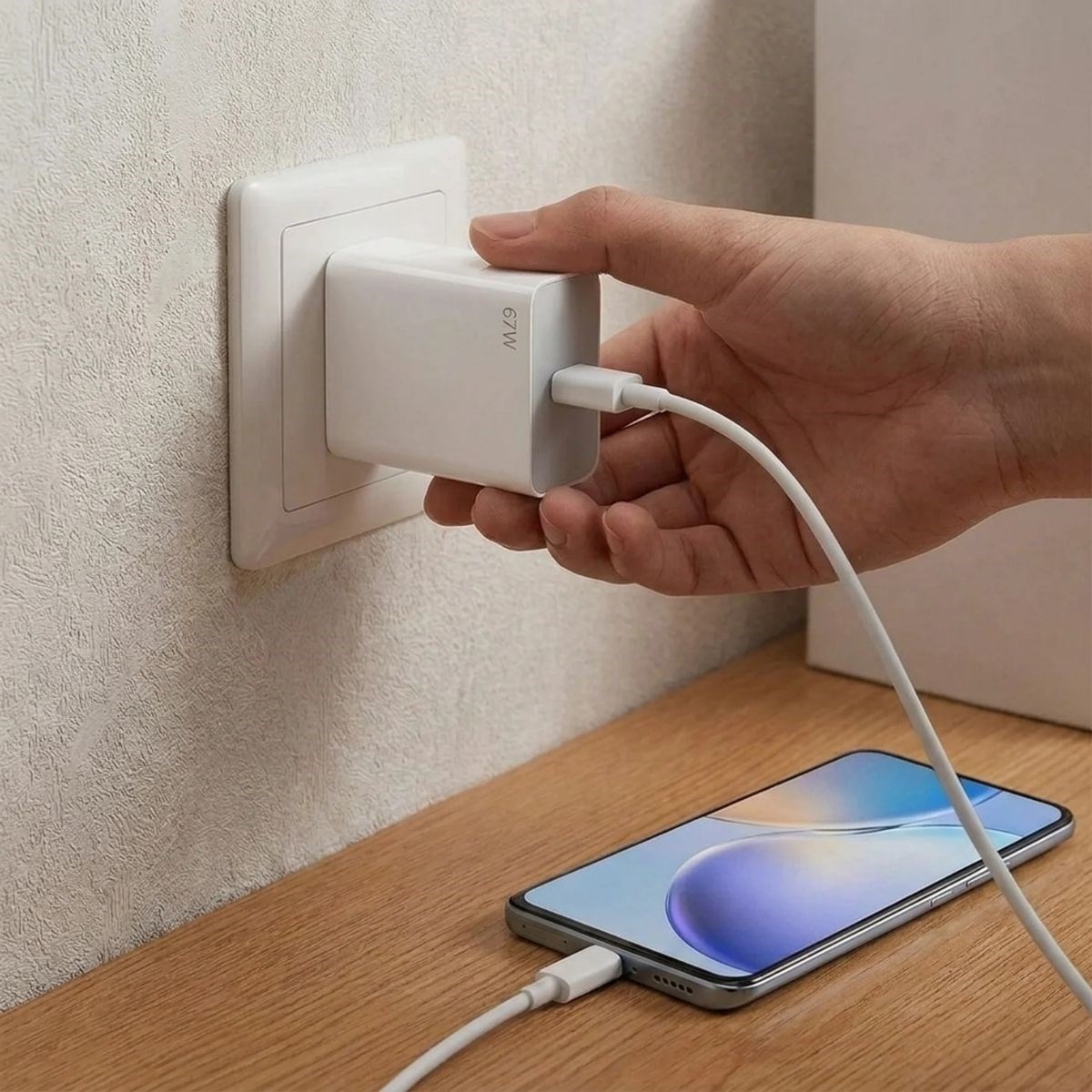 67W Hızlı Şarj Adaptörü USB to Type-C – PD Destekli, Akıllı Hızlı Şarj Başlığı, Güvenli Güç Adaptörü — Veyo — görsel 4