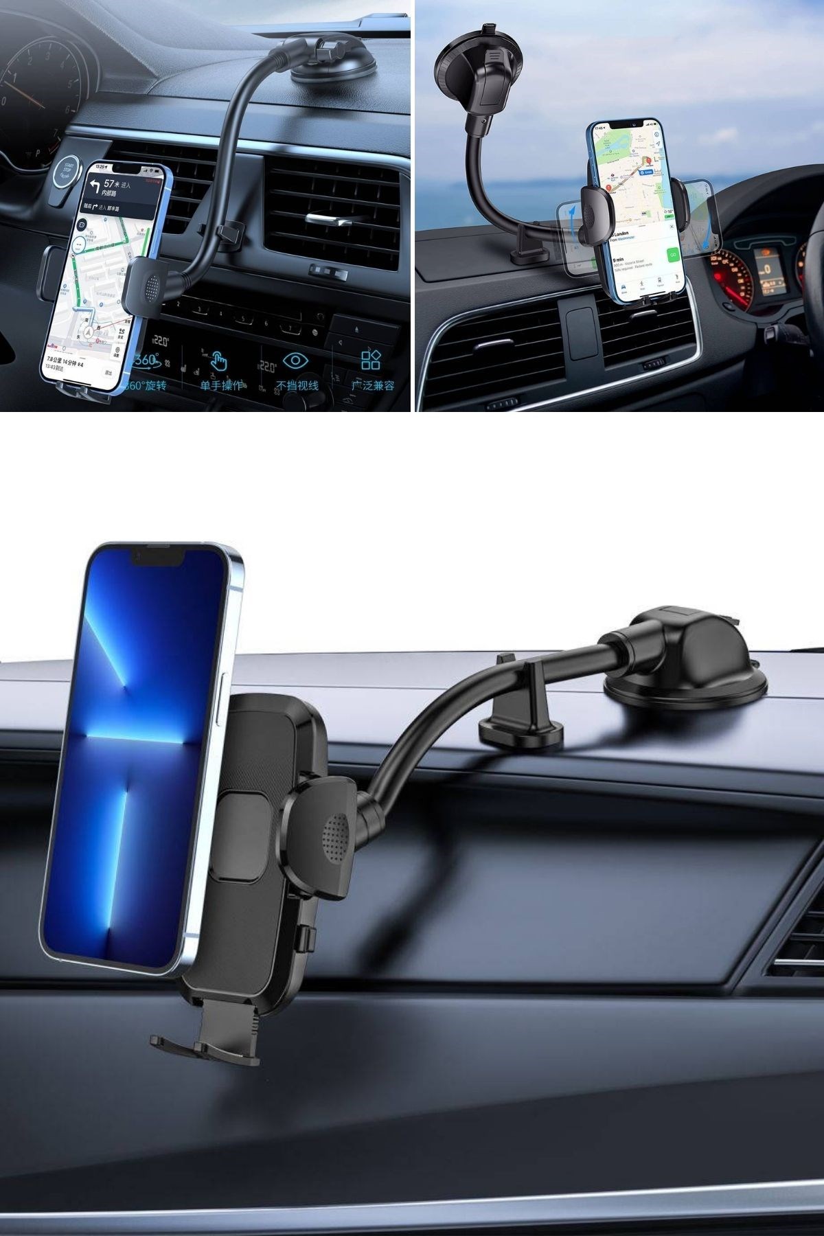 Ayarlanabilir Vakum Kilitli Cam Ve Torpidoya Takılabilen Telefon Tutucu — Veyo — görsel 6