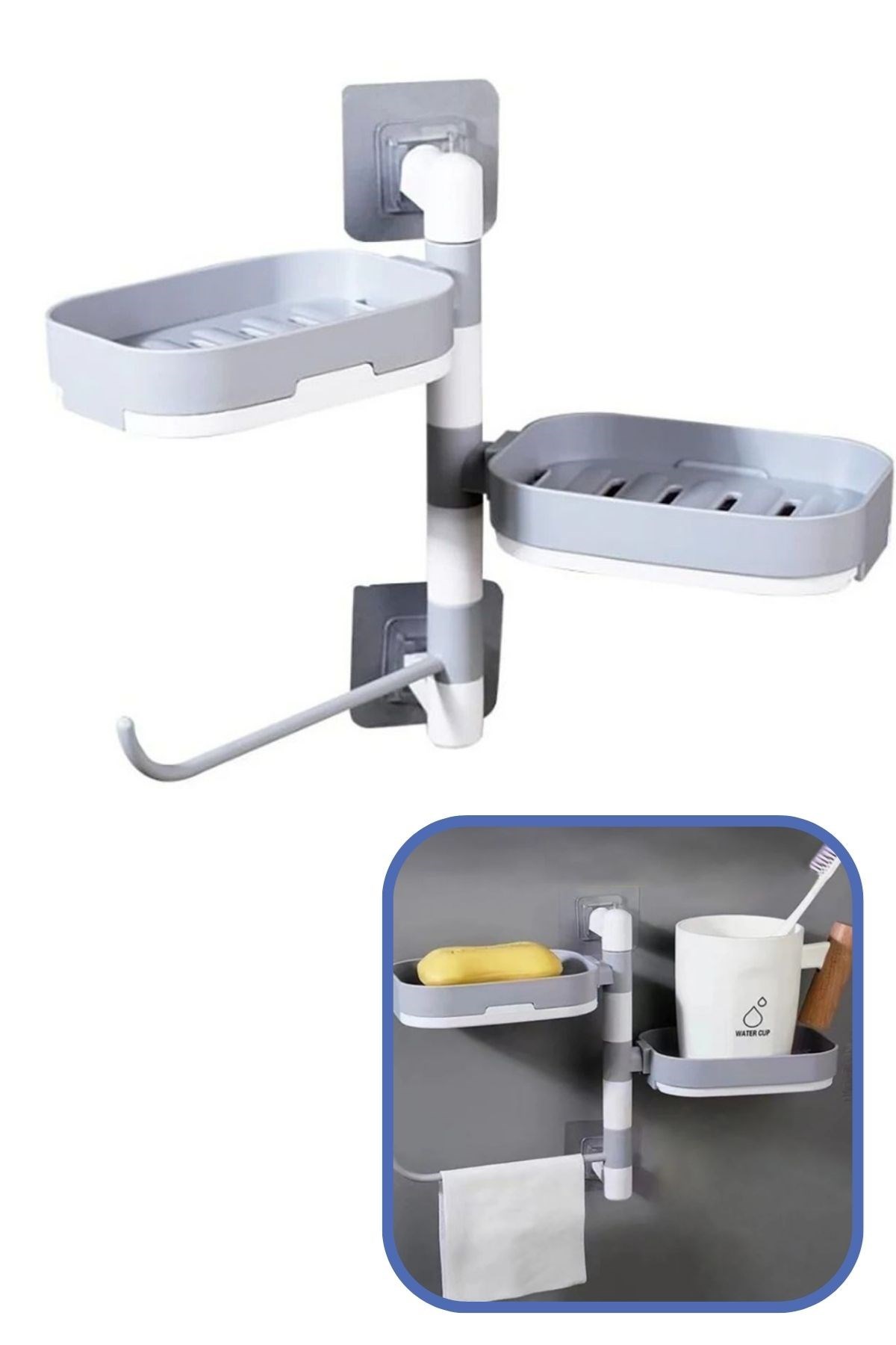 Çoklu Sabun Tutucu Fonksiyonel Banyo Sabunluk — Veyo — görsel 5