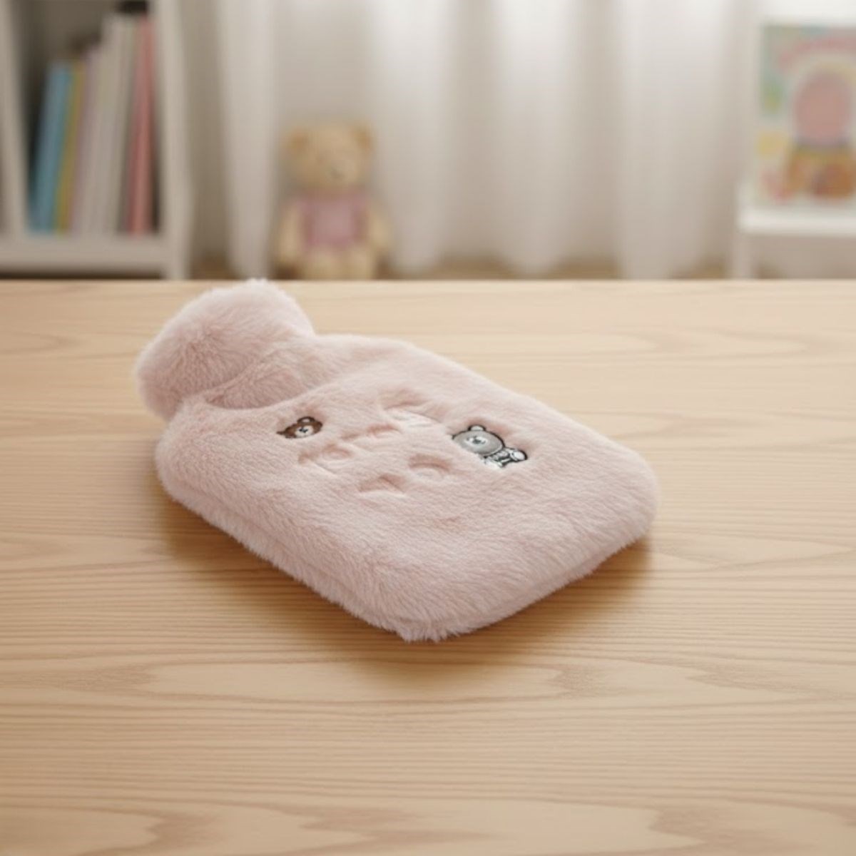 Işıklı Ayıcıklı Figürlü Pembe Peluş Sıcak Su Torbası 1 Lt – Yumuşak Kılıf, Uzun Süre Sıcak Tutan Termal Su Torbası — Veyo — görsel 4