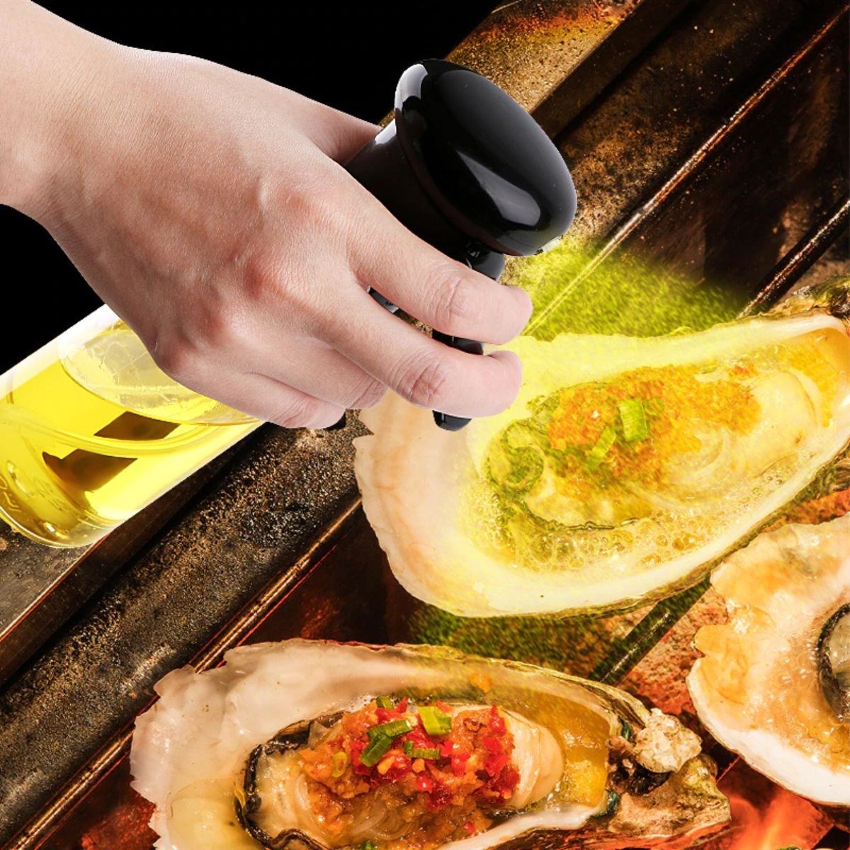 Çok Amaçlı Cam Şişe Püskürtmeli Dağıtıcı Yağdanlık Limonluk Sirke Sosluk Spreyi Siyah — Veyo — görsel 5