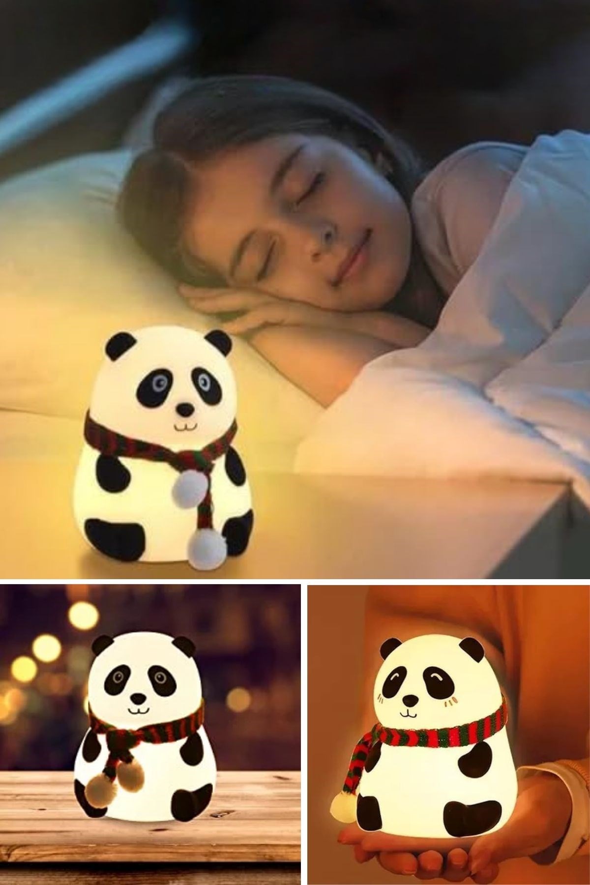 5 Farklı Renk Modlu Panda Figürlü Pofuduk LED Gece Lambası–Yumuşak Dokulu Çocuk Odası ve Dekoratif Şarjlı Ortam Işığı — Veyo — görsel 8