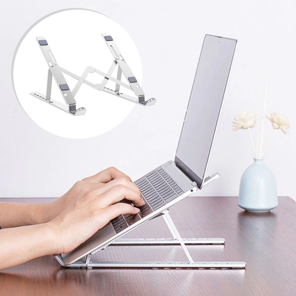 Ayarlanabilir Dizüstü Destek Tabanı Tamamen Katlanabilir Taşınabilir Laptop Yükseltici — Veyo