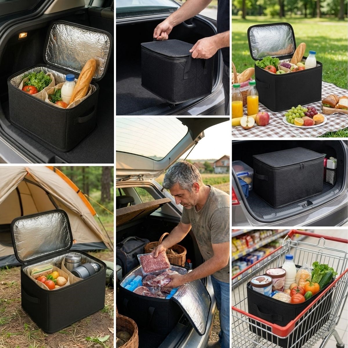 Isı Koruyucu Termal Taşıma Çantası 32 Litre – Araç Bagaj Organizeri, Termos, Katlanabilir Keçe Saklama Çantası 37x27x25 cm — Veyo