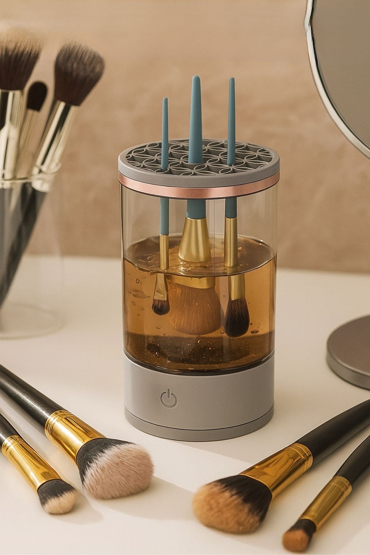 BUFFER® USB Şarjlı Makyaj Fırçası Temizleyici Aparat Hızlı Kurutmalı, Çok Yönlü Fırça Temizleyici