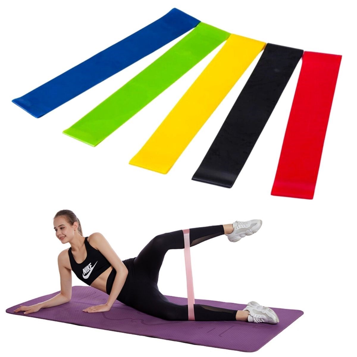 5li Egzersiz Direnç Bant Seti Pilates Crossfit Ekipmanları — Veyo