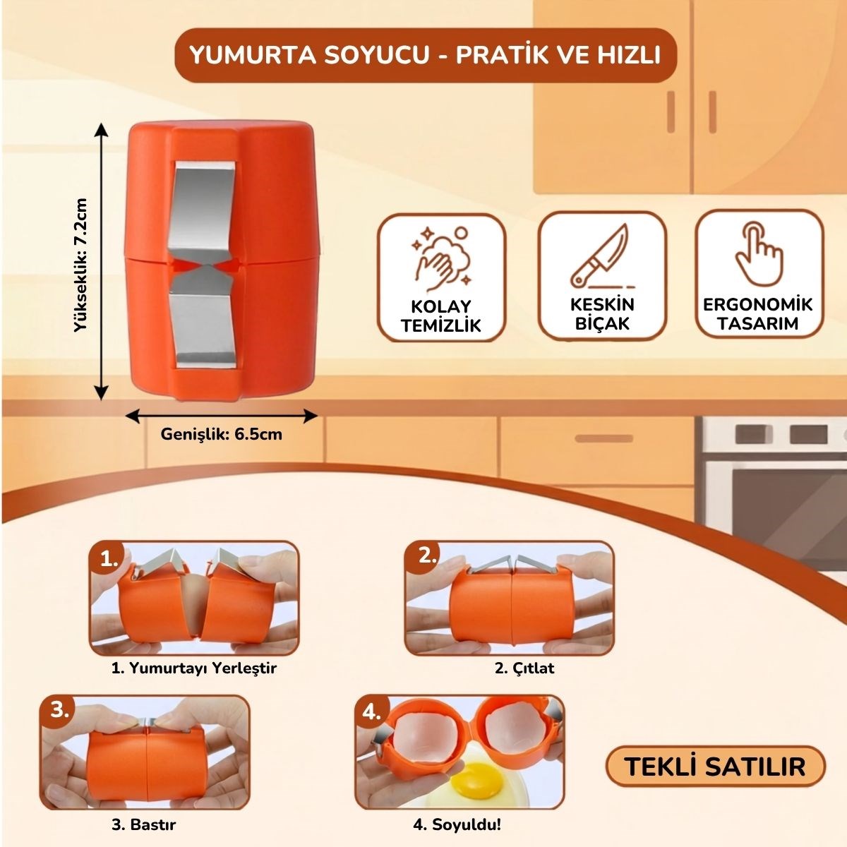 Hijyenik Pratik Yumurta Kırıcı – Tek Hamlede Kolay Yumurta Kırma Aparatı ve Mutfak Yardımcısı — Veyo — görsel 6