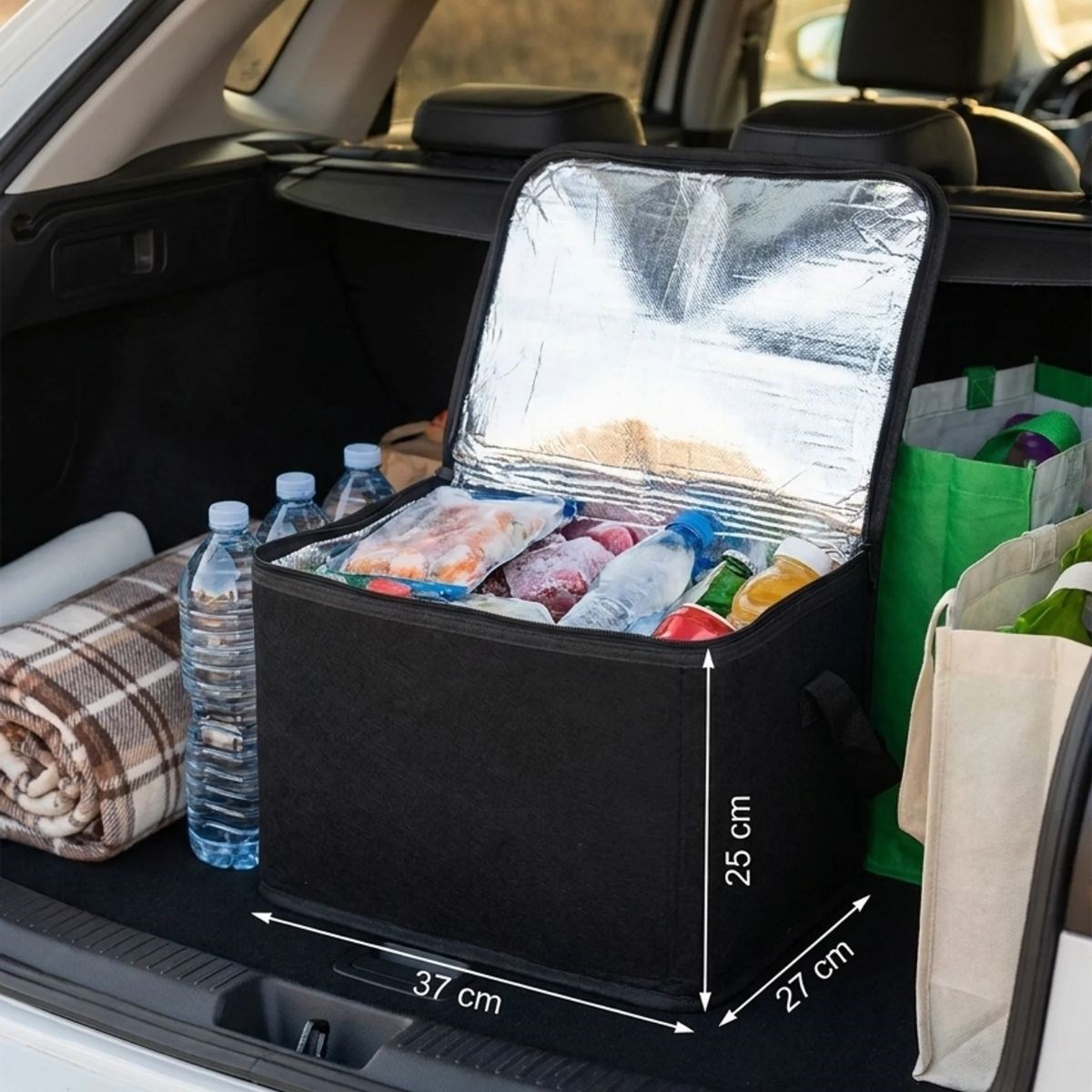 Isı Koruyucu Termal Taşıma Çantası 32 Litre – Araç Bagaj Organizeri, Termos, Katlanabilir Keçe Saklama Çantası 37x27x25 cm — Veyo — görsel 5