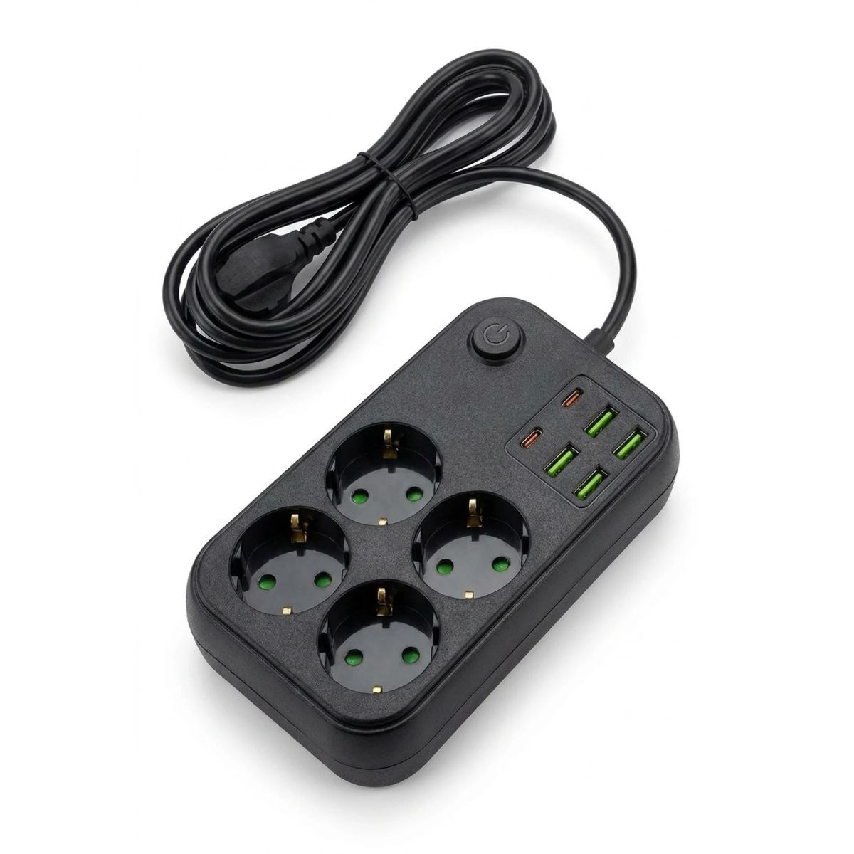 Çoklu Priz Uzatma Kablosu 4 Soket + 4 USB + 2 Type-C – Termal Akım Korumalı, Isıya Dayanıklı, Çocuk Korumalı Güvenli Priz 100-250V — Veyo