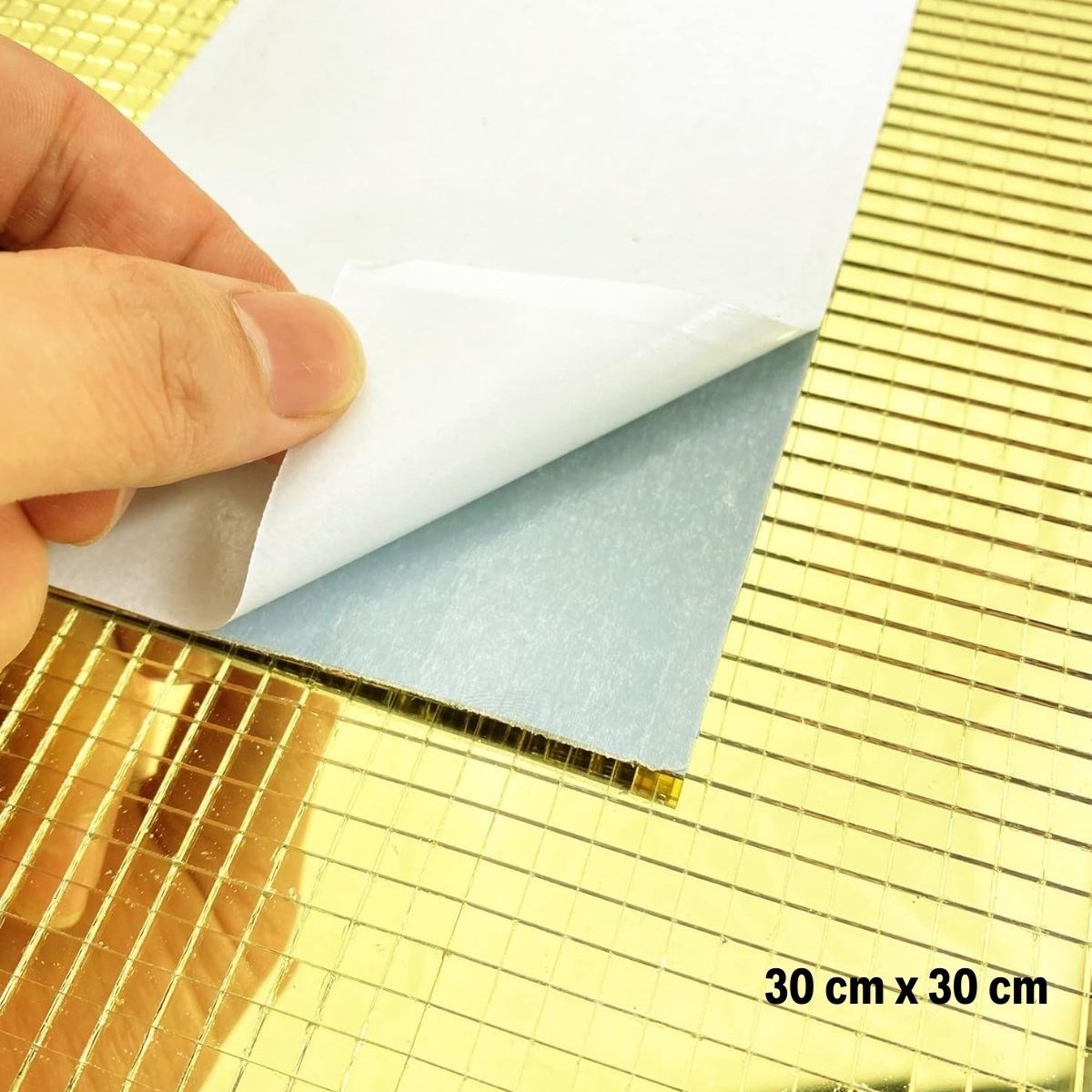 Kare Gold Cam Mozaik Fayans Çıkartmaları El İşi Kare Cam Fayans Kendinden Yapışkanlı Aynalı Dekor Panel 30x30 Cm — Veyo — görsel 5