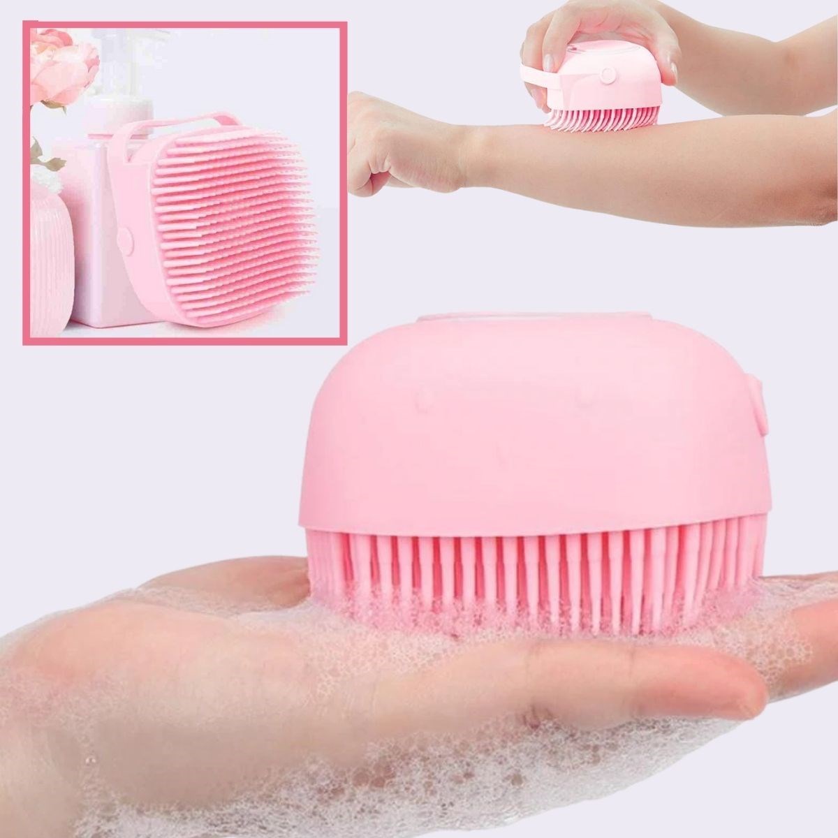 BUFFER® Yumuşak Silikon Malzemeli Esnek Jel Hazneli Masaj Fonksiyonlu Etkili Banyo Duş Kese Lifi