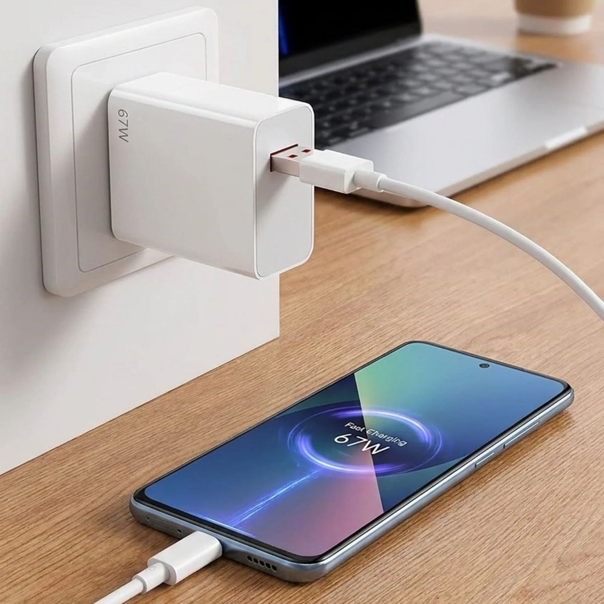 67W Hızlı Şarj Adaptörü USB to Type-C – PD Destekli, Akıllı Hızlı Şarj Başlığı, Güvenli Güç Adaptörü — Veyo — görsel 2