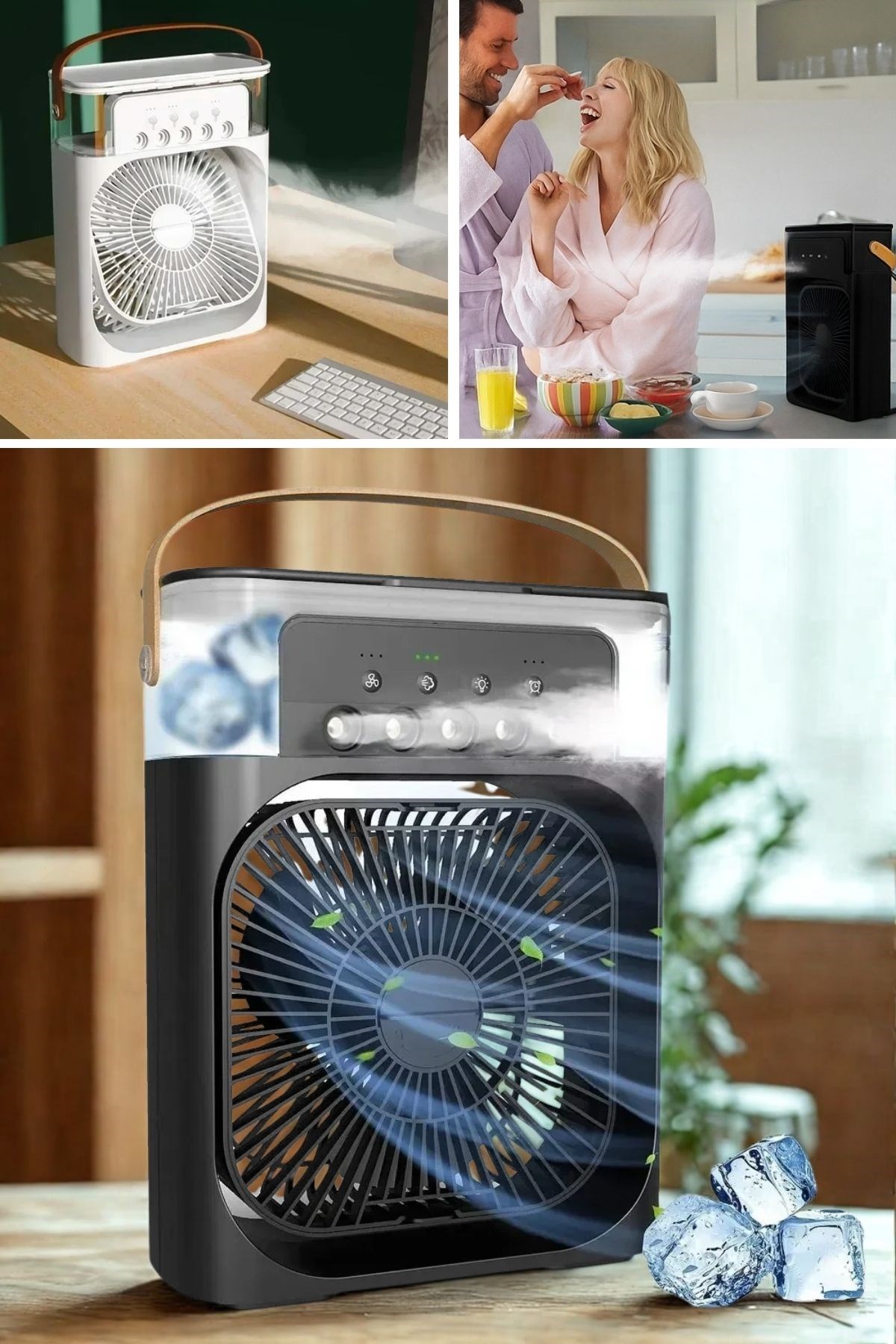 Taşınabilir 3 Farklı Mod Ayarlı 7 Farklı Led Işıklı Sulu Soğutmalı Taşınabilir Masaüstü USB Fan Vantilatör — Veyo — görsel 8