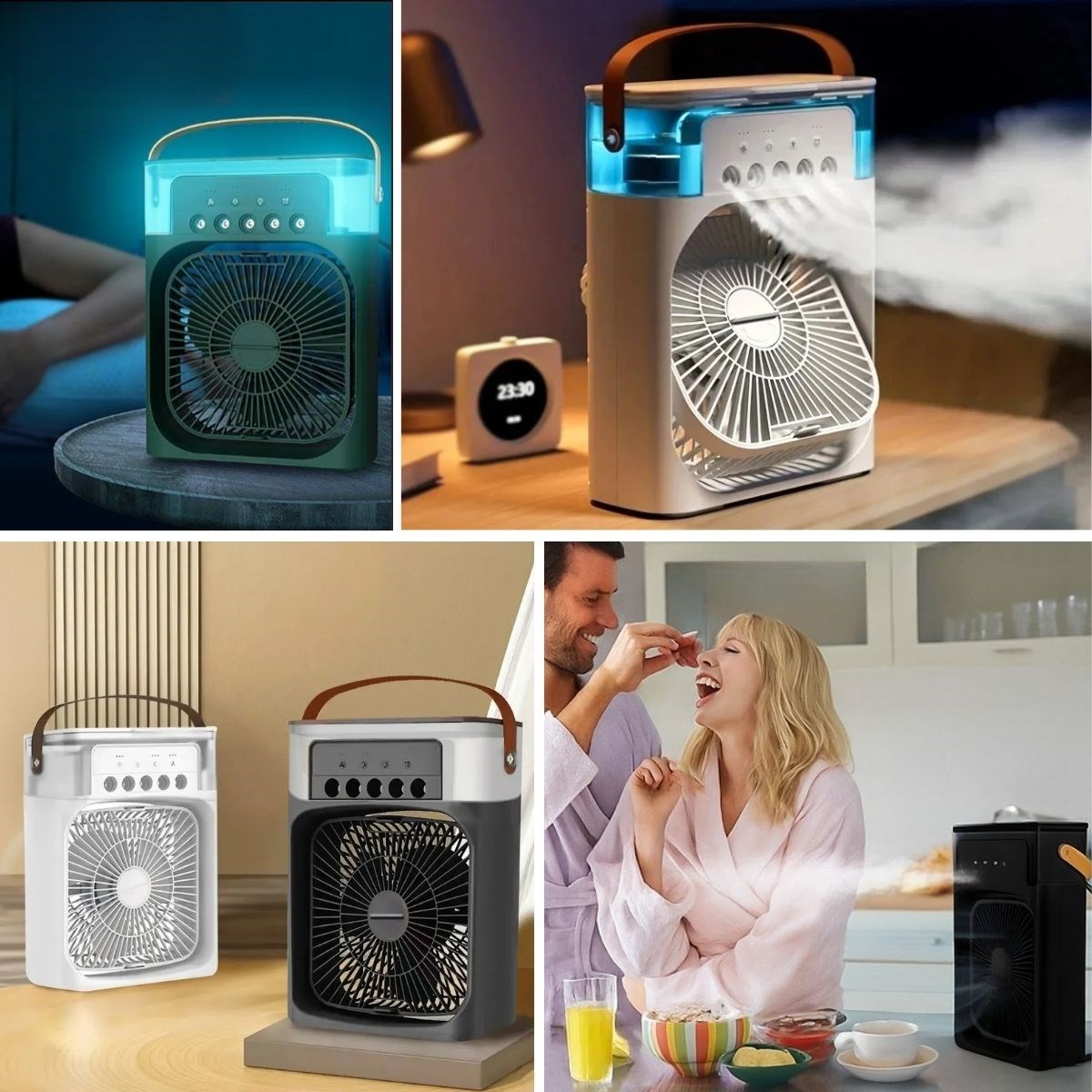 Taşınabilir 3 Farklı Mod Ayarlı 7 Farklı Led Işıklı Sulu Soğutmalı Taşınabilir Masaüstü USB Fan Vantilatör — Veyo — görsel 5
