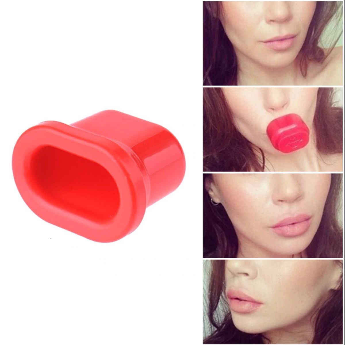 Dudak Dolgunlaştırıcı Aparat Large Fullips Doğal Pratik Yuvarlak Kırmızı Plastik 7x11,5x5,5 cm