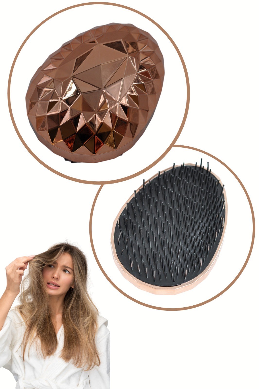 Rose Gold Saç Düzleştirici Tarak Geniş AralıklıHer Saç Tipine Uygun Fırçalı Saç Düzleştiric — Veyo — görsel 8
