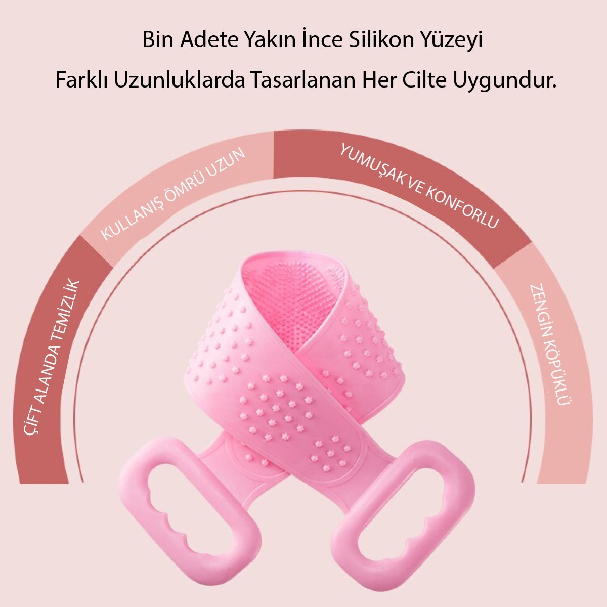 Çift Taraflı Banyo Hamam Lifi Silikon Masajlı Yumuşak Duş Lifi Uzun Ömürlü Hazır Banyo Keses — Veyo — görsel 6