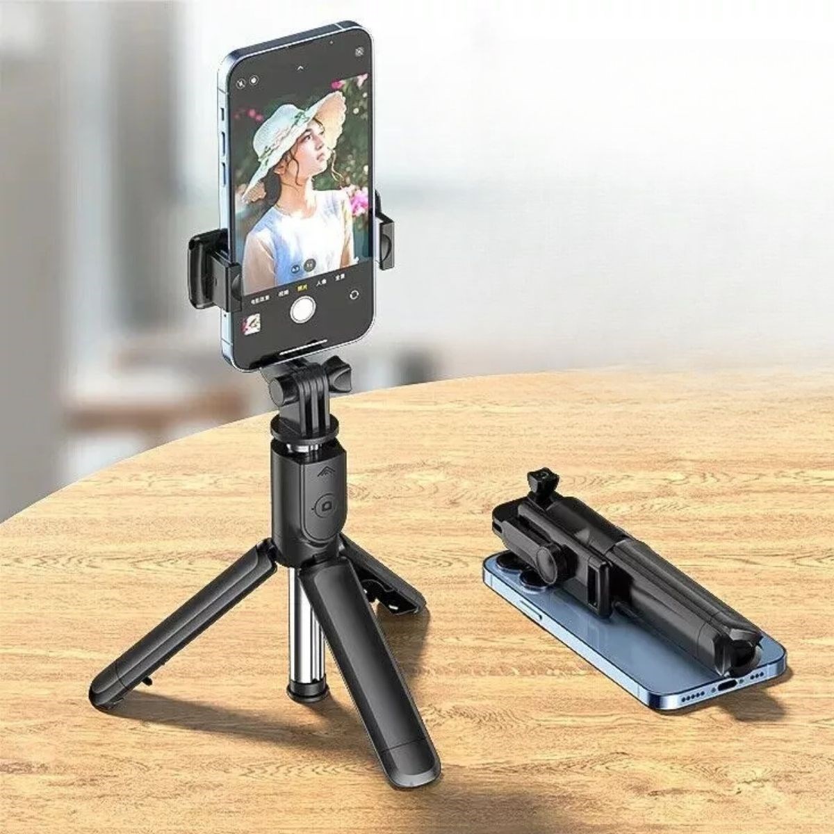 Kablosuz Kumandalı Selfie Çubuğu Masaüstü Tripod Telefon Tutuculu Ayarlanabilir Dayanıklı Pratik
