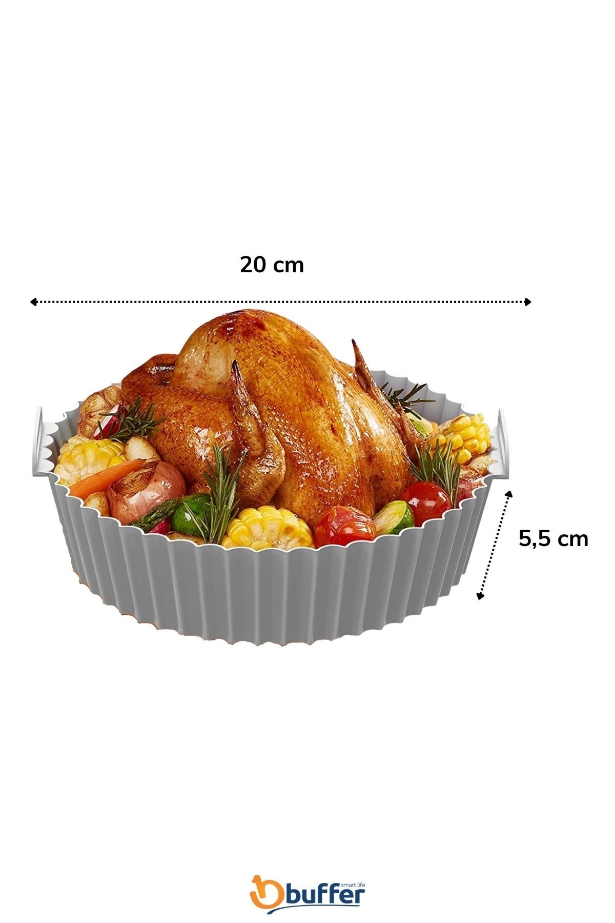 Renkli Isıya Dayanıklı Yıkanılabilir Silikon Fırın Ve Airfryer Yuvarlak Model Pişirme Matı 20 Cm — Veyo — görsel 8