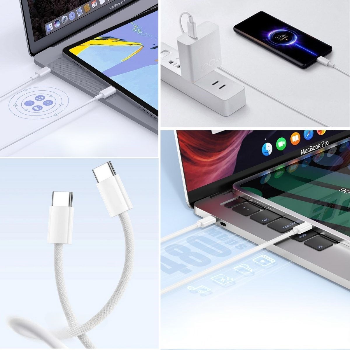 Apple 15/15 Pro Type-C to Type-C Hasır Örgü Hızlı Şarj Kablosu (1m) — Veyo — görsel 2